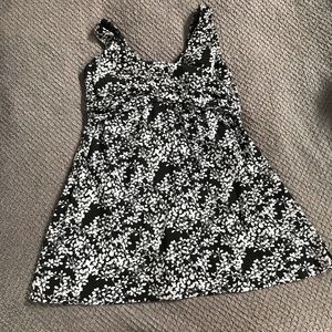 Black and white flowered swim dress in EUC